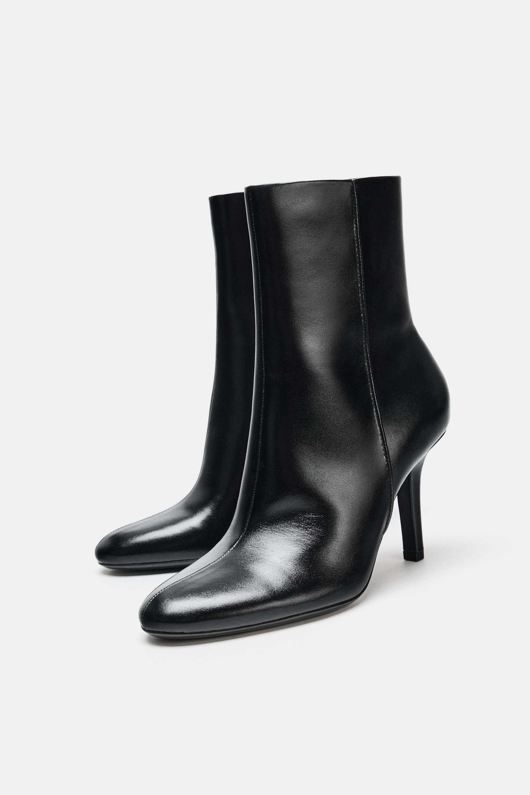 BOTTINES À TALONS EN CUIR